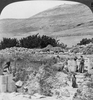 Steps leading to Jacob's well, looking northwest, Palestine (Israel), 1905.Artist: Underwood & Underwood