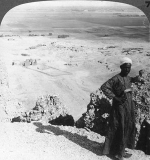 'From the high cliffs at Der-el-Bahri across the plain to Luxor, Thebes, Egypt', 1905.Artist: Underwood & Underwood