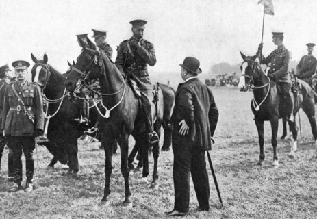 King George V at an inspection of troops at Aldershot, First World War, 1914-1918, (c1920). Artist: Unknown