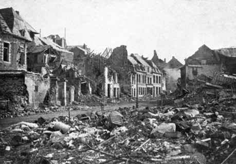 Street scene after the fall of Peronne, France, First World War, 1917, (c1920). Artist: Unknown