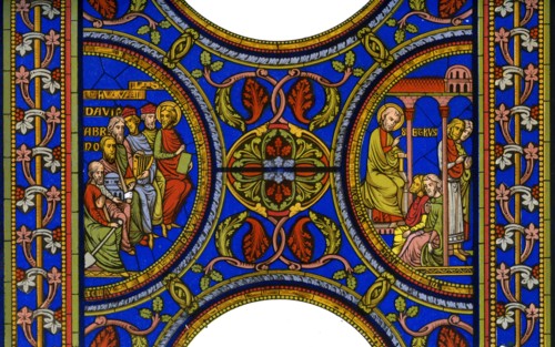 Fragment of a stained glass window in Canterbury Cathedral, Canterbury, Kent, 1849.Artist: Hauger