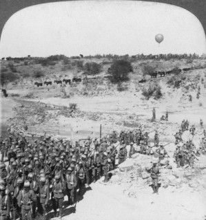 Lord Roberts' infantry crossing the Zand river, South Africa, c1900s.Artist: Underwood & Underwood