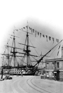 HMS 'Victory', Portsmouth, Hampshire, early 20th century.Artist: Wright & Logan