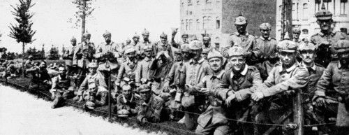 German Imperial Guard in Brussels, First World War, 1914. Artist: Unknown