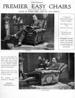 An advertisement for 'Premier' easy chairs, 1926. Artist: Unknown