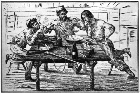 Miners weighing their gold, 19th century (1937).Artist: Britton & Rey