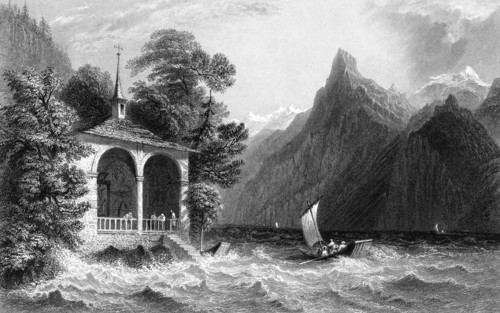 Tell's Chapel, Lake Uri, Switzerland, 1836.Artist: R Wallis