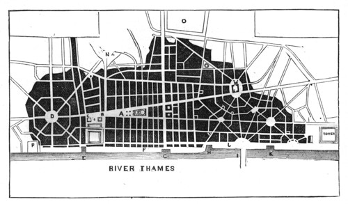 Sir Christopher Wren's plan for rebuilding London after the Great Fire 1666 (c1902). Artist: Unknown
