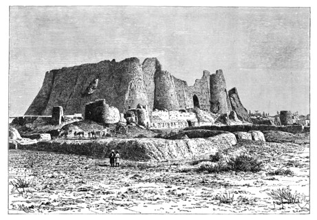 The ruined fortress of Veramin, Persia (Iran), 1895.Artist: Armand Kohl