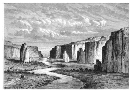 Cliffs in the 'Yellow Earth', north of Tai-Yeun, Shanxi, China, 1895.Artist: Armand Kohl