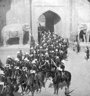 A procession passing through the Delhi Gate, Lahore, Pakistan, 1913.Artist: HD Girdwood