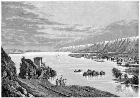 Tali lake, Japan, 1895.Artist: Armand Kohl