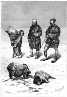 Chinese miners from the Upper Yangtze highlands, 1895.Artist: Bertrano