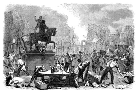Reform riots in Queen's Square, Bristol, 1831 (c1895). Artist: Unknown