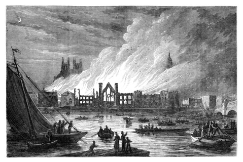 The Burning of the Houses of Parliament, London, 1834 (c1895). Artist: Unknown