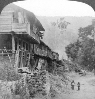 Native village, Teesta Bridge near Darjeeling, India, 1903. Artist: Underwood & Underwood