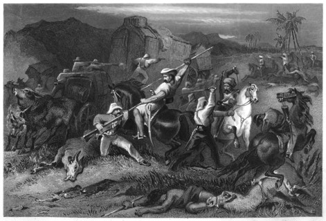 'Night sortie and attack on baggage waggons', 1857, (c1860). Artist: Unknown
