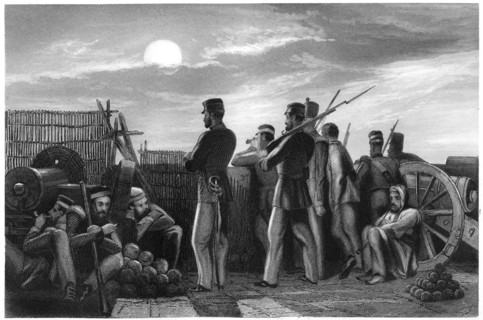 'The defenders on the lookout, battery at Lucknow', 1857, (c1860). Artist: Unknown