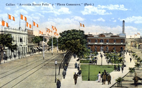 Avenida Saenz Pena and Plaza Casanave, Callao, Peru, c1900s. Artist: Unknown