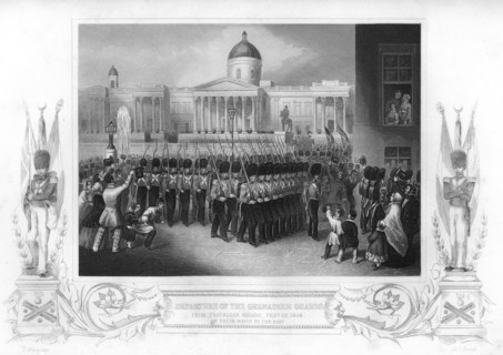 The departure of the Grenadier Guards, Trafalgar Square, London, 1854 (1857).Artist: DJ Pound