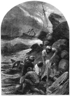 'Wreckers stripping the body of Sir C Shovel', 1707, (19th century). Artist: Unknown