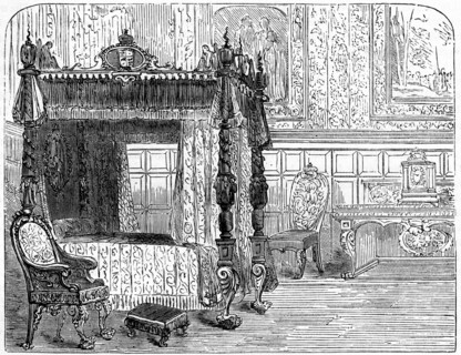 Queen Anne's (1665-1714) bedchamber, 18th century (19th century). Artist: Unknown