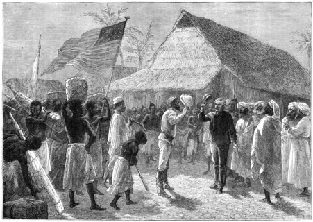 The meeting between Henry Morton Stanley and Dr David Livingstone, Africa, 19th century. Artist: Unknown