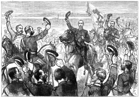 The Grand Duke Nicholas announcing the treaty of peace, San Stefano, Turkey, 19th century. Artist: Unknown