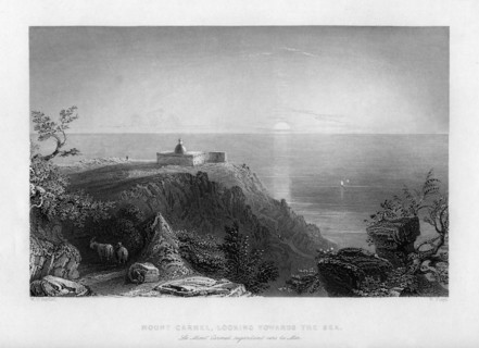 Looking out to sea from Mount Carmel, Israel, 1841.Artist: W Floyd