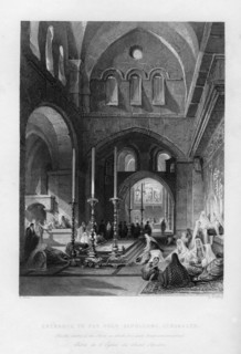 The entrance to the Holy Sepulchre, Jerusalem, Israel, 1841.Artist: J Redaway