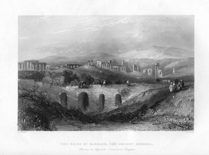 The ruins of Djerash, the ancient Gergesa, Syria, 1841.Artist: W Floyd