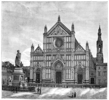 The church and piazza of Santa Croce Basilica, Florence, Italy, 1882. Artist: Unknown