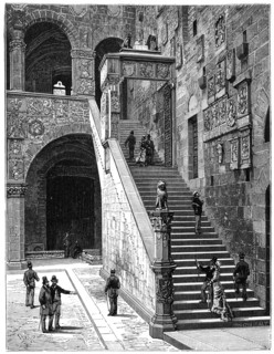 The courtyard of the Bargello, Florence, Italy, 1882. Artist: Unknown