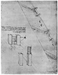 Sketch of a sluice, late 15th or early 16th century (1954).Artist: Leonardo da Vinci