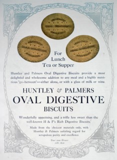 Advert for Huntley and Palmers Oval Digestive Biscuits, 1909. Artist: Unknown