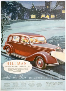 Advert for Hillman motor cars, 1936. Artist: Unknown