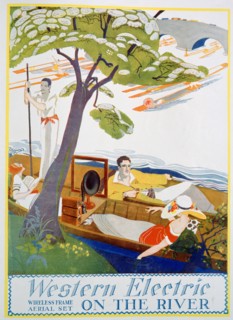 Advert for Western Electric Company wireless frame aerial sets, 1923. Artist: Unknown