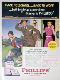 Advert for Phillips' milk of magnesia, 1946. Artist: Unknown