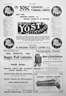 Advertising page from the King magazine, 14th December 1901. Artist: Unknown