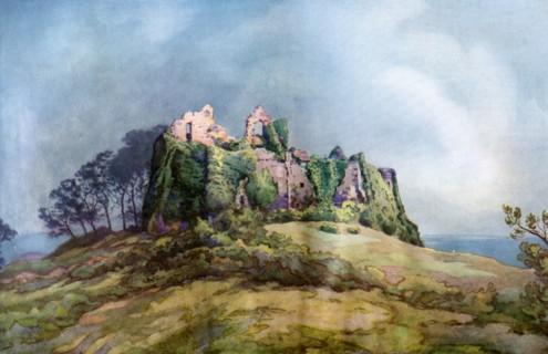 Oystermouth Castle, near Swansea, Wales, 1924-1926.Artist: FC Varley