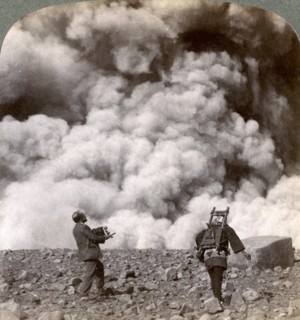 Sudden volcanic explosion in the crater of Mount Asama (Asamayama), Japan, 1904.Artist: Underwood & Underwood