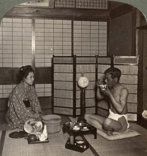 Summer evening meal at a hotel, Hiroshima, Japan, 1904. Artist: Underwood & Underwood
