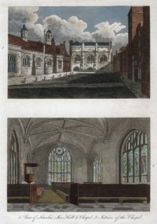 Views of Lincoln's Inn Hall and Chapel, and the interior of Lincoln's Inn Chapel, London, 1811.Artist: Pals