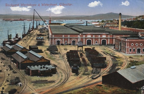 Dockyard workshops and waterfront, Gibraltar, 20th century. Artist: Unknown