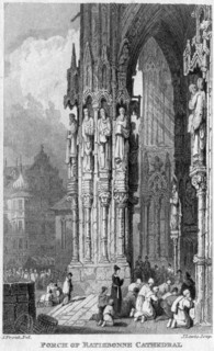 Porch of Regensburg (Ratisbon) Cathedral, Germany, 19th century.Artist: J Lewis