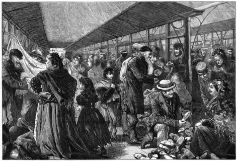 The old clothes exchange, Phil's Building, Houndsditch, London, 1882. Artist: Charles Joseph Staniland