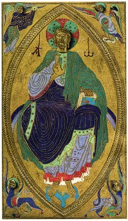 Plaque binding (plaque de reliure), champlevé enamel on copper, 12th century, (1931). Artist: Unknown