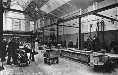 Silver Melting House, the Royal Mint, Tower Hill, London, 1911. Artist: Unknown