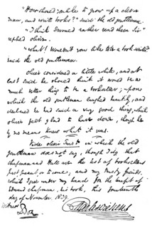 Facsimile of the inscription in a copy of The Pickwick Papers, 1839 (1912). Artist: Unknown