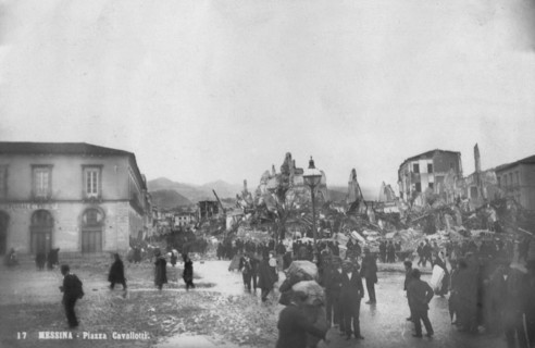 Earthquake damage in the Piazza Cavallotti, Messina, Sicily, Italy, December 1908. Artist: Unknown